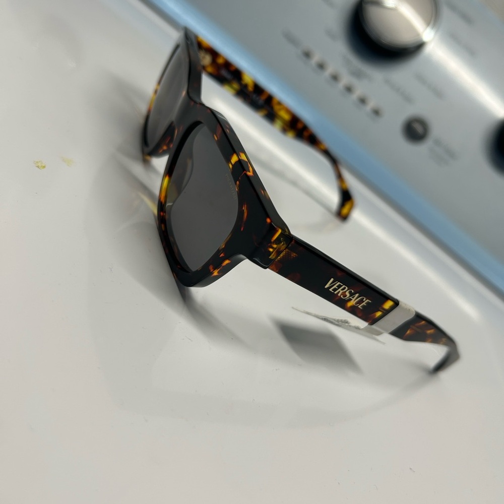 Versace Tortoiseshell Frame Sunglasses with Gold Logo